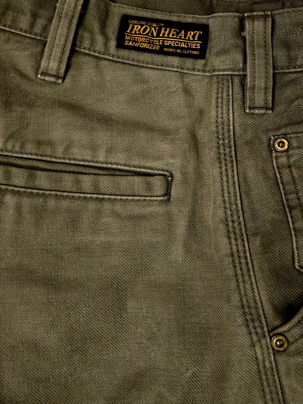 Iron Heart Olive Green Motorcycle Cargo Pants. Size 34